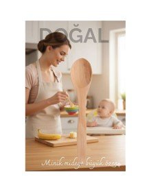 Doğal Gürgen Bebek Mama ve Hazırlık Kaşığı – 13 cm, Mini Boy, Şık ve Pratik