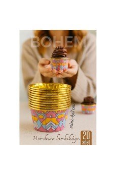 Bohem Yuvarlak Kek Kalıbı , Alüminyum  Cupcake Muffin Kalıbı 20'li Paket