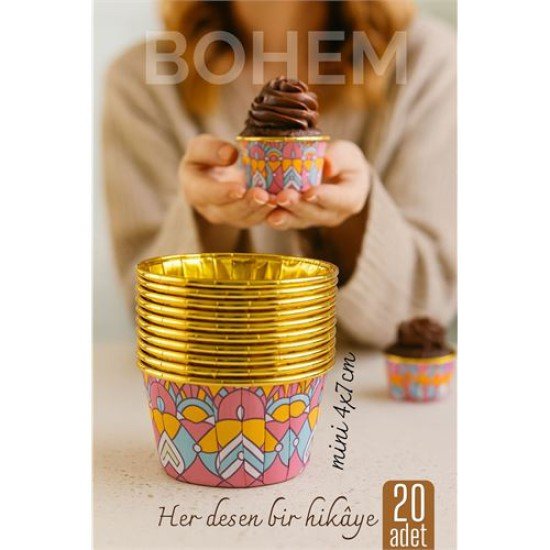 Bohem Yuvarlak Kek Kalıbı , Alüminyum Cupcake Muffin Kalıbı 20'li Paket Bohem Yuvarlak Kek Kalıbı , Alüminyum Cupcake Muffin Kalıbı 20'li Paket