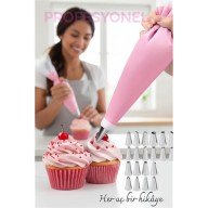 20 Uçlu Pasta Süsleme Seti – 2 Krema Torbası, Paslanmaz Uçlar, Profesyonel ve Ev Kullanımı İçin