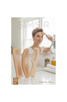 3 lü Doğal Şimşir Ahşap Tarak Seti– 16 cm, Anti-statik, Kepek Karşıtı ve El Yapımı