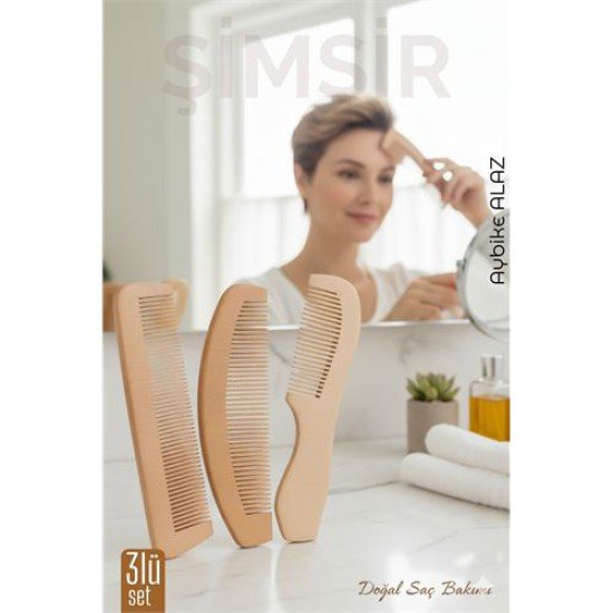 3 lü Doğal Şimşir Ahşap Tarak Seti– 16 cm, Anti-statik, Kepek Karşıtı ve El Yapımı 3 lü Doğal Şimşir Ahşap Tarak Seti– 16 cm, Anti-statik, Kepek Karşıtı ve El Yapımı