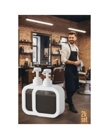 2 li Berber Sabunluğu – Modern Pompalı Dispenser | Sıvı Sabun, Şampuan, Losyon İçin 300 ml