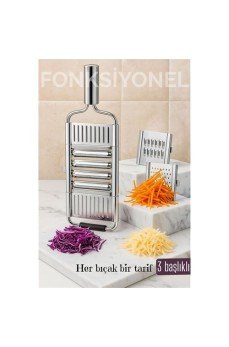 Paslanmaz Çelik Sebze Rendesi – Değiştirilebilir 3 Bıçaklı, Çok Fonksiyonlu, Hızlı ve Pratik