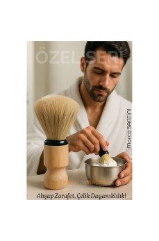 Klasik Tıraş Seti – Ahşap Saplı Fırça & 304 Paslanmaz Çelik Tıraş Tası