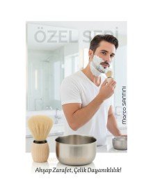 Klasik Tıraş Seti – Ahşap Saplı Fırça & 304 Paslanmaz Çelik Tıraş Tası