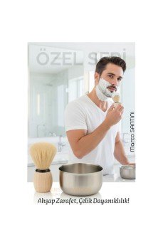 Klasik Tıraş Seti – Ahşap Saplı Fırça & 304 Paslanmaz Çelik Tıraş Tası