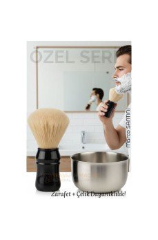Klasik Tıraş Seti – Ahşap Saplı Fırça & 304 Paslanmaz Çelik Tıraş Tası
