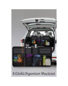 8 Gözlü Araç Koltuk Arkası Organizer – Güçlü Tokalı, Cırtlı, Ayarlanabilir Tasarım