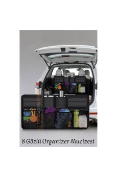 8 Gözlü Araç Koltuk Arkası Organizer – Güçlü Tokalı, Cırtlı, Ayarlanabilir Tasarım