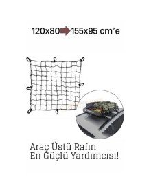 Elastik Bagaj Filesi 120x80 cm – 155x95 cm’e Kadar Genişler | Araç Üstü, Kamp ve Seyahat İçin