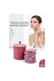 7’li Makyaj Pamuğu Seti – Yumuşak Dokulu, Kaplı Saklama Kutulu, Pudra ve Fondöten İçin