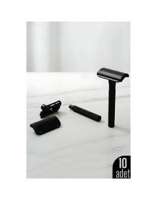 10'lu Şık Siyah Plastik Tıraş Aleti – Manuel Tıraş Bıçağı  , Ergonomik Saplı