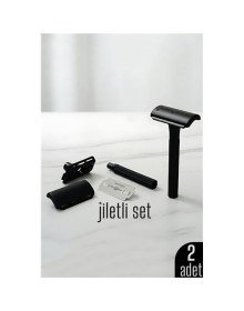 2'li Şık Siyah Plastik Tıraş Aleti – Manuel Tıraş Bıçağı  , Jiletli Ergonomik Saplı
