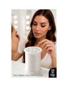 Profesyonel Kuaför Kaş Bıyık Alma İpi – Ekstra Sağlam 12 ADET X 500 metre Beyaz