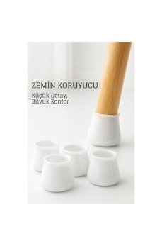 Silikonlu Sandalye Ayak Koruyucu – Sessiz ve Çiziksiz Kullanım, 4’lü Set BEYAZ