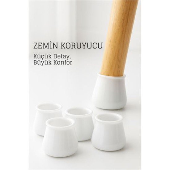 Silikonlu Sandalye Ayak Koruyucu – Sessiz ve Çiziksiz Kullanım, 4’lü Set BEYAZ Silikonlu Sandalye Ayak Koruyucu – Sessiz ve Çiziksiz Kullanım, 4’lü Set BEYAZ
