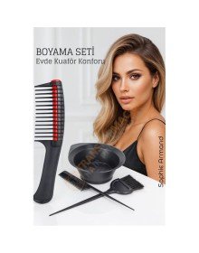 Saç Boyama Seti 3’lü ve Saç Boya Sıyırıcı Tarak, Seti Fırça, Boya Kabı ile Profesyonel Uygulama Kolaylığı