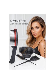 Saç Boyama Seti 3’lü ve Saç Boya Sıyırıcı Tarak, Seti Fırça, Boya Kabı ile Profesyonel Uygulama Kolaylığı