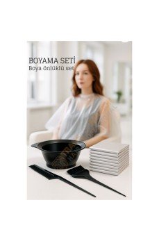 Saç Boyama Seti 3’lü ve Saç Boya Önlüğü Tarak, Seti Fırça, Boya Kabı ile Profesyonel Uygulama Kolaylığı