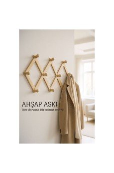 Ahşap Akordeon Duvar Askısı - Dekoratif, Çok Amaçlı, 10 Kancalı Akıllı Askılık Ahşap Akordeon Duvar Askısı - Dekoratif, Çok Amaçlı, 10 Kancalı Akıllı Askılık