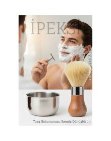 Premium Tıraş Fırçası - Dişbudak Saplı - %70 Domuz Kılı Karışımı | Yoğun Köpük, Pürüzsüz Tıraş