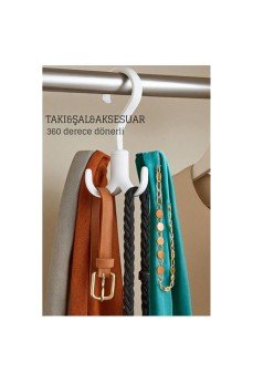 360° Dönerli Kancalı Çok Amaçlı Askı - Dolap İçi Düzenleyici Takı Askısı Şal Askısı