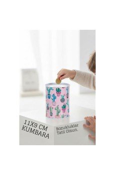 Desenli Metal Kumbara | 11x9 cm - Tasarruf ve Dekorasyon Bir Arada