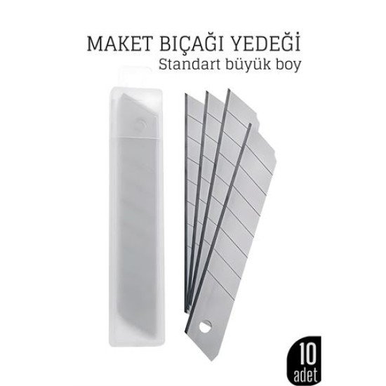 10'lu Kobalt Çelik Maket Bıçağı Yedek Uç Seti – Dayanıklı ve Keskin 18 mm