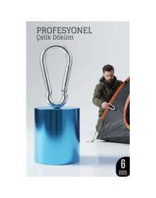 Çelik Yan Açılır Karabina - 6 mm Kamp, Tırmanış ve Günlük Kullanım İçin Güvenli Kilit