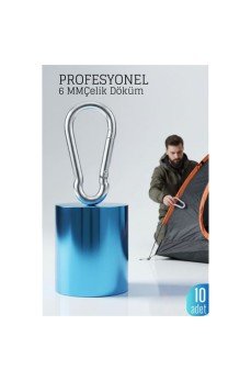 Çelik Yan Açılır 10 LU Karabina - 6 mm Kamp, Tırmanış ve Günlük Kullanım İçin Güvenli Kilit