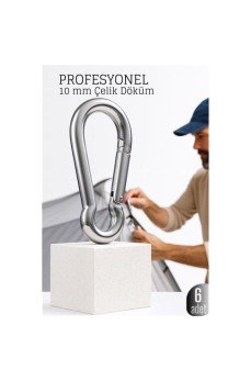 Çelik Yan Açılır 6 LI Karabina -10 mm Kamp, Tırmanış ve Günlük Kullanım İçin Güvenli Kilit