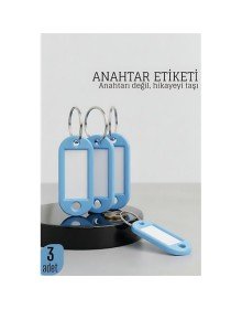 Etiketli 3'lü Anahtarlık Halkası – İsim Yazılabilir, Metal Halka ile Şık Tasarım