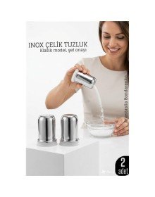 Inox Mini Tuzluk - 2 li SET Paslanmaz Çelik – 6x3,5 cm Şık Sofra Yardımcısı