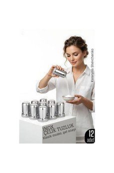 Inox Mini Tuzluk - 12 li SET Paslanmaz Çelik – 6x3,5 cm Şık Sofra Yardımcısı