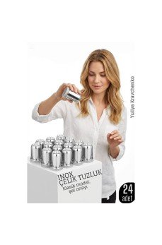 Inox Mini Tuzluk - 24 LÜ SET Paslanmaz Çelik – 6x3,5 cm Şık Sofra Yardımcısı