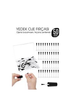 Yedek Oje Fırçası 50'li Aplikatörlü Set  - Tırnak Cila Fırçası