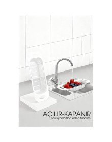 Ayarlanabilir Sürgülü Lavabo Süzgeci – Mutfak için Pratik ve Şık Tasarım BEYAZ