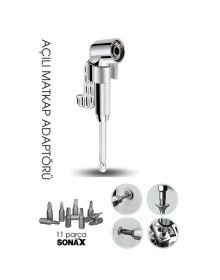 105° Açılı Matkap Adaptörü Seti – 1/4” Hex Şaftlı, 11 Parça Çok Fonksiyonlu Vidalama Uçları