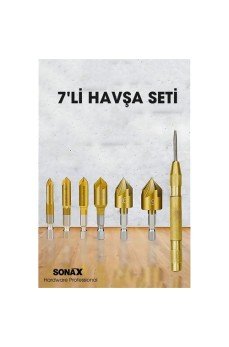 7'li HSS Titanyum Kaplı Kılavuz ve Havşa Matkap Ucu Seti + Otomatik Zımba