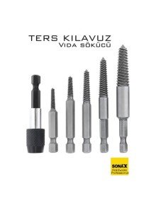 Bits Uzatmalı Ters Kılavuz 6 lı Set Saf Çelik Kırık Civata Vida Sökücü