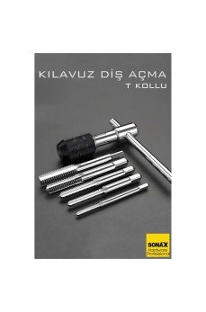 6'lı Diş Açma Kılavuz Seti – T-Kollu, Endüstriyel Çelik, M6-M12 Arası Dişli Matkap Ucu