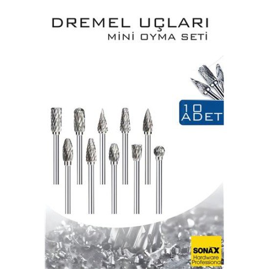 Dremel Uyumlu Mini Oyma Gravür Uç Seti – 10'lu Tungsten Karbür, Ahşap/Metal/Plastik için
