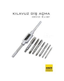 8 li Diş Açma Kılavuz Seti –Endüstriyel Çelik, M3-M12 Arası Dişli Matkap Ucu