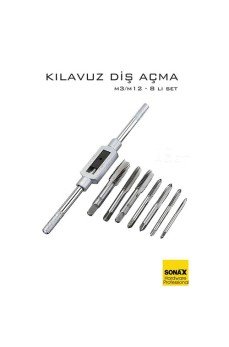 8 li Diş Açma Kılavuz Seti –Endüstriyel Çelik, M3-M12 Arası Dişli Matkap Ucu