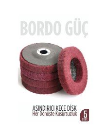 11 cm Endüstriyel Aşındırıcı Keçe Disk – 22 mm İç Çaplı Zımpara Fırçası 5 adet