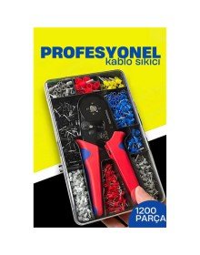 Terminal Sıkma Pensesi + Yüksük Sıkma Pensesi 1200 Parça Kablo Pabucu Seti HSC8 6-4A