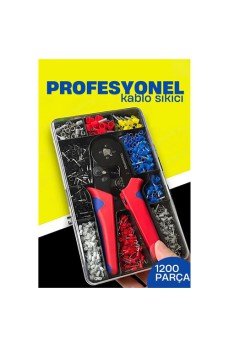 Terminal Sıkma Pensesi + Yüksük Sıkma Pensesi 1200 Parça Kablo Pabucu Seti HSC8 6-4A
