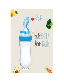 Kaşıklı Mama Silikon Biberon ERKEK Bebek Besleyici