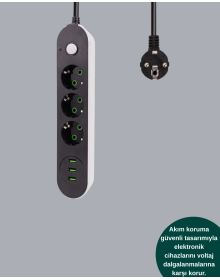3 USB Portlu Üçlü Priz CXE103